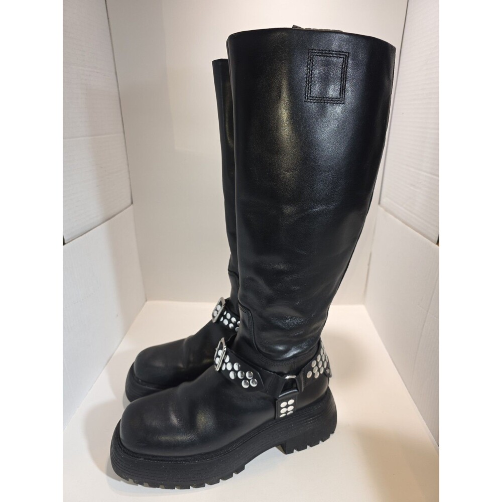 Circus NY by Sam Edelman Women's Hayes Knee High Motorcycle Boot Black Leather